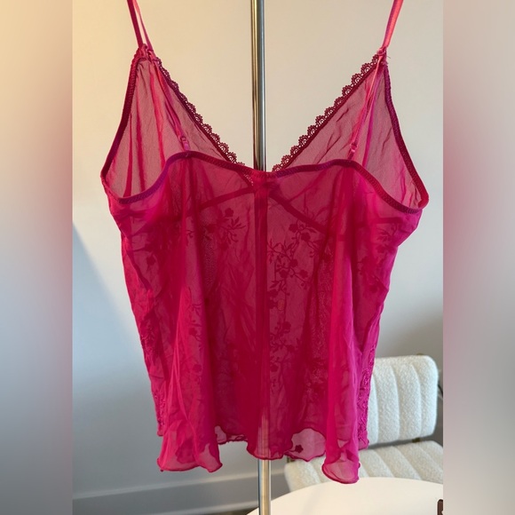 Magenta Baby Doll Sheer Embroidered Top Medium - Picture 5 of 6